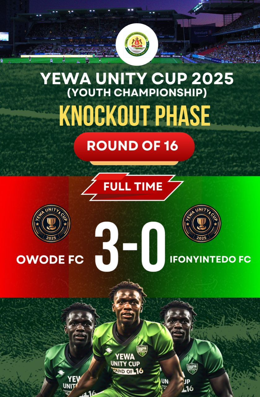 YEWA Unity Cup (Youth Championship) 2025 …Round of 16 results 